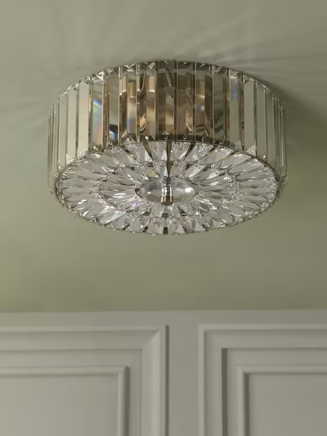 Laura Ashley Fernhurst 3 Bulb Classic Flush Ceiling Light - Antique Brass
