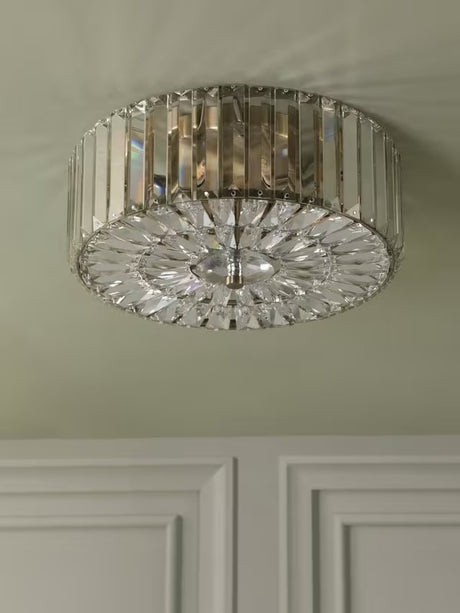 Laura Ashley Fernhurst 3 Bulb Classic Flush Ceiling Light - Antique Brass