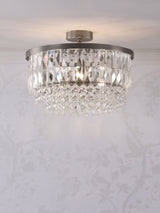 Laura Ashley Rhosill Crystal Dimmable Semi-Flush Ceiling Light - Pewter