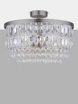 Laura Ashley Rhosill Crystal Dimmable Semi-Flush Ceiling Light - Pewter
