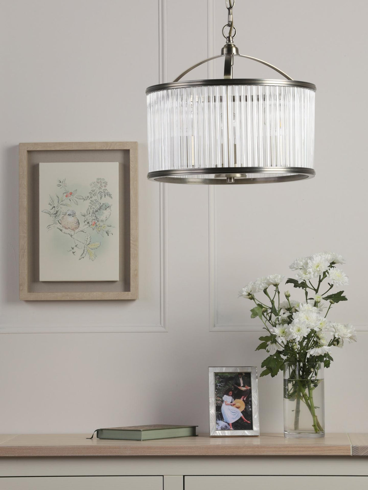 Laura Ashley Sutton 34.5 x Dia.38cm 3 Ceiling Pendant Light - Antique Brass