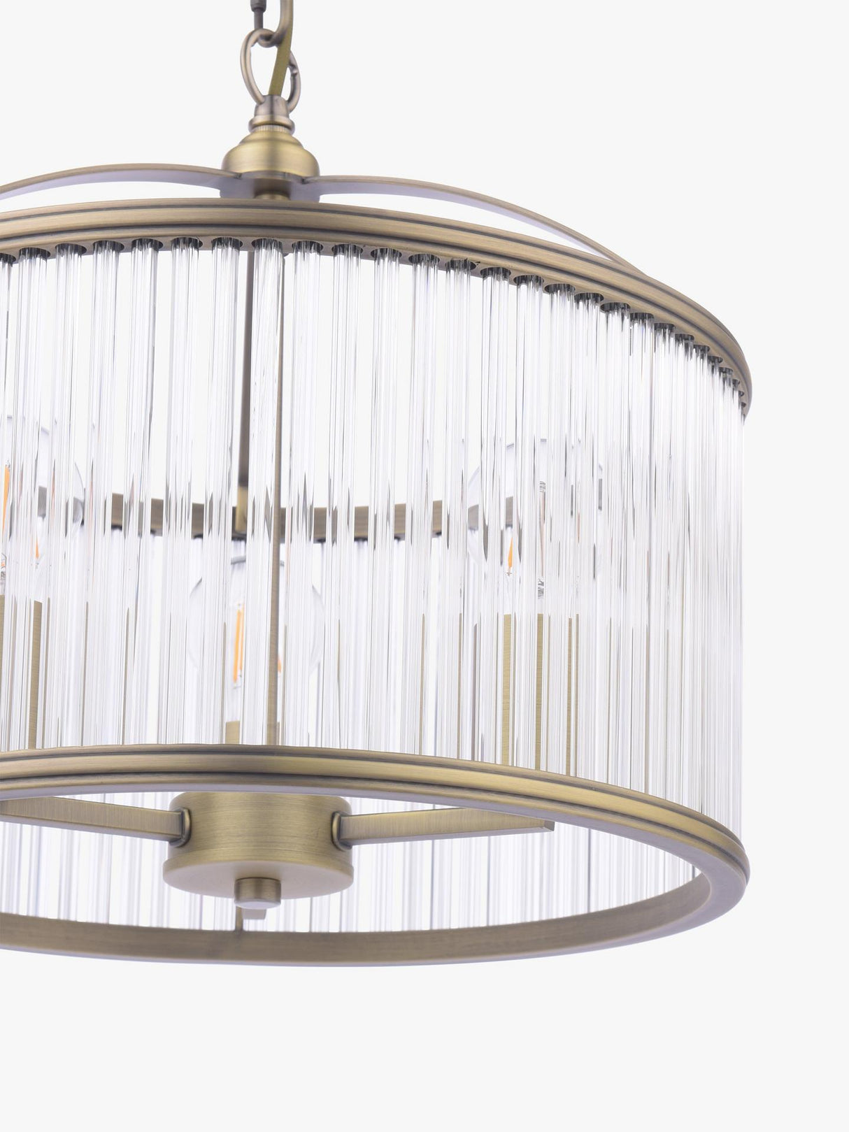 Laura Ashley Sutton 34.5 x Dia.38cm 3 Ceiling Pendant Light - Antique Brass