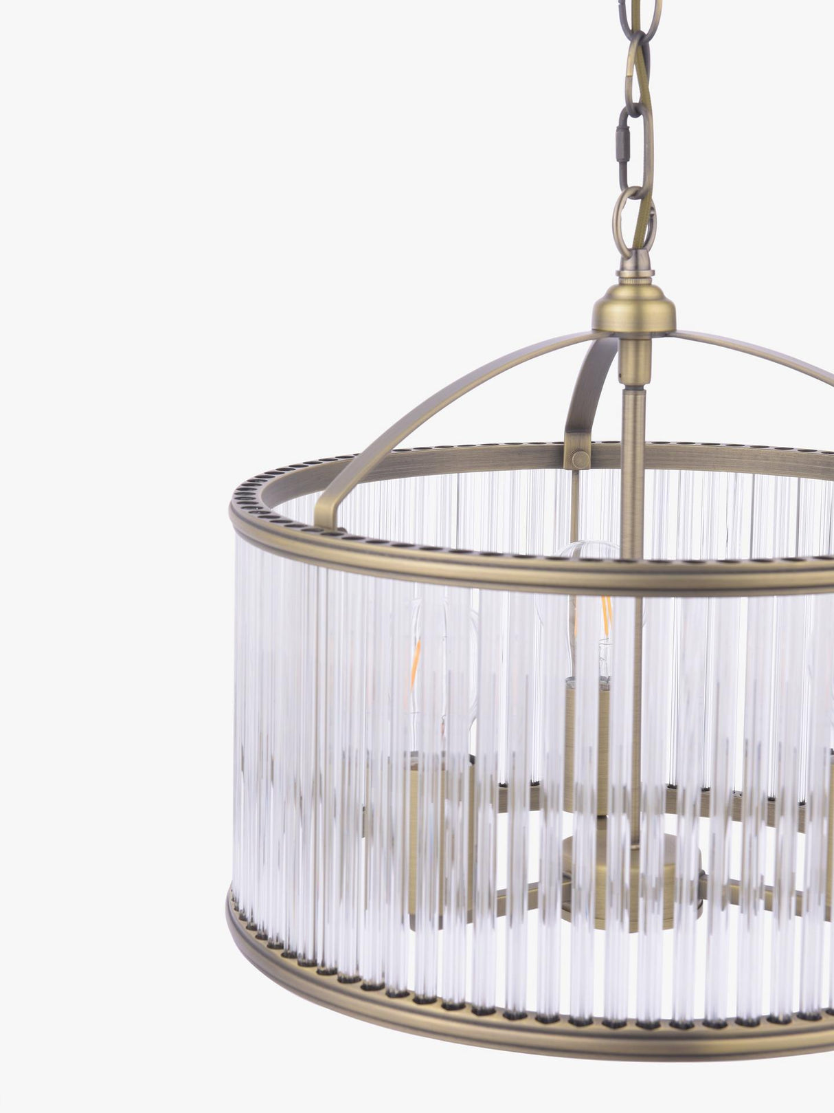 Laura Ashley Sutton 34.5 x Dia.38cm 3 Ceiling Pendant Light - Antique Brass