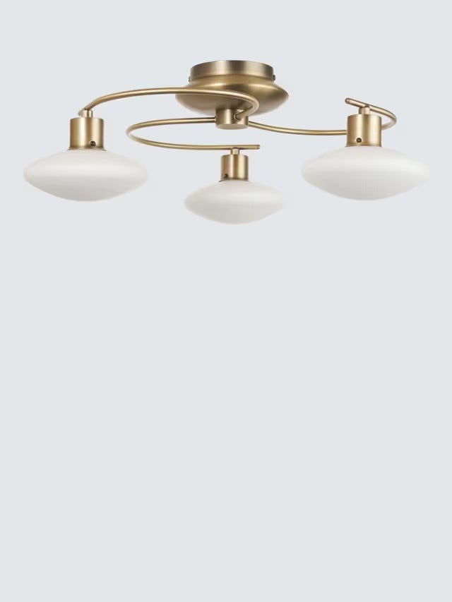 John Lewis Tameo 3 Arm Non-Dimmable 3000K 1080L Flush Ceiling Light - Brass