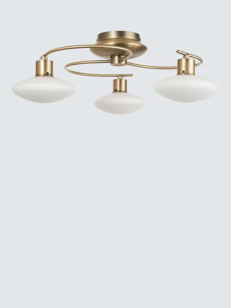John Lewis Tameo 3 Arm Non-Dimmable 3000K 1080L Flush Ceiling Light - Brass