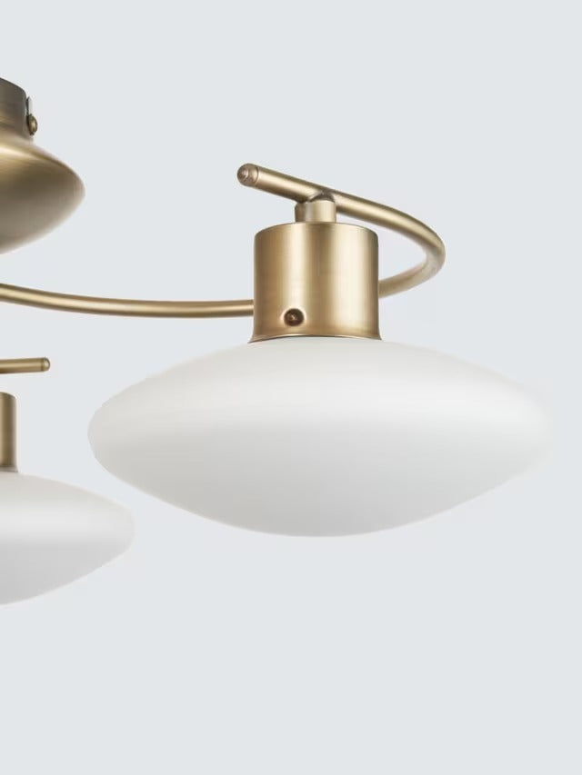 John Lewis Tameo 3 Arm Non-Dimmable 3000K 1080L Flush Ceiling Light - Brass
