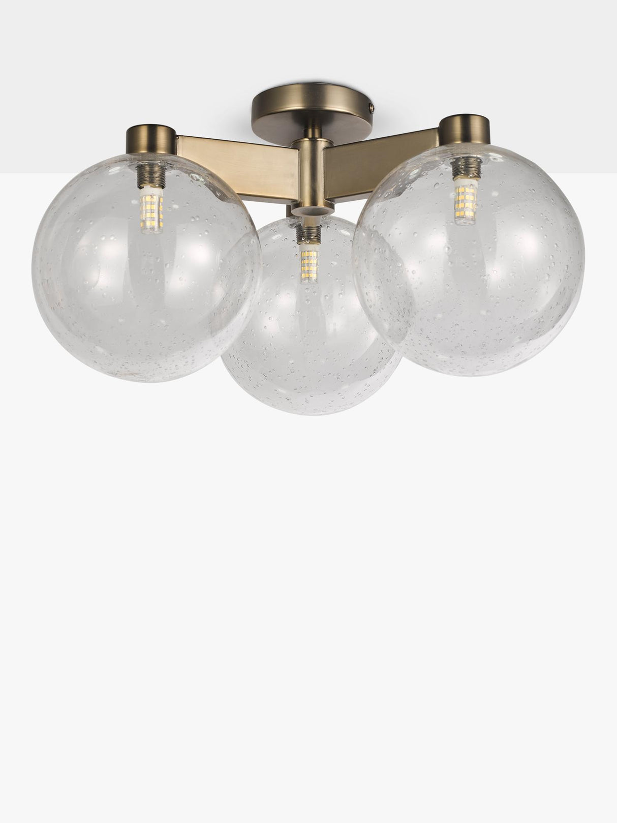 John Lewis Modern Fixed Lux Bubble 3 Semi Flush Ceiling Light - Satin Bronze