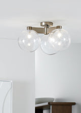 John Lewis Modern Fixed Lux Bubble 3 Semi Flush Ceiling Light - Satin Bronze