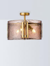 John Lewis Cadogan Textured Glass Semi Flush Ceiling Light - Antique Brass