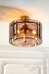 John Lewis Cadogan Textured Glass Semi Flush Ceiling Light - Antique Brass