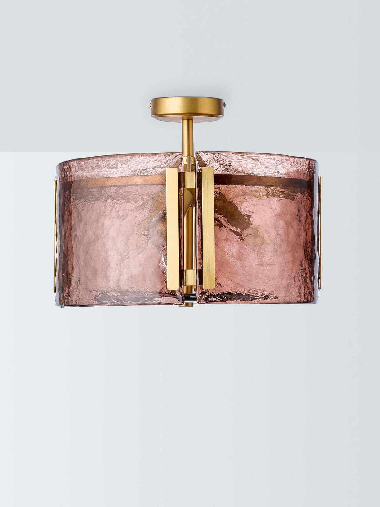 John Lewis Cadogan Textured Glass Semi Flush Ceiling Light - Antique Brass