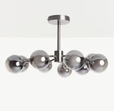 John Lewis Huxley 9 Arm Semi Flush Smoked Glass 50cm Ceiling Light - Steel
