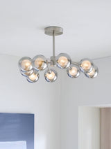 John Lewis Huxley 9 Arm Semi Flush Smoked Glass 50cm Ceiling Light - Steel