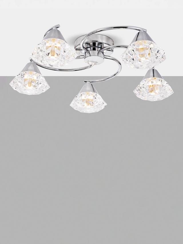 Där Dilys 5 Arm Semi Flush Non-Dimmable Ceiling Light - Polished Chrome