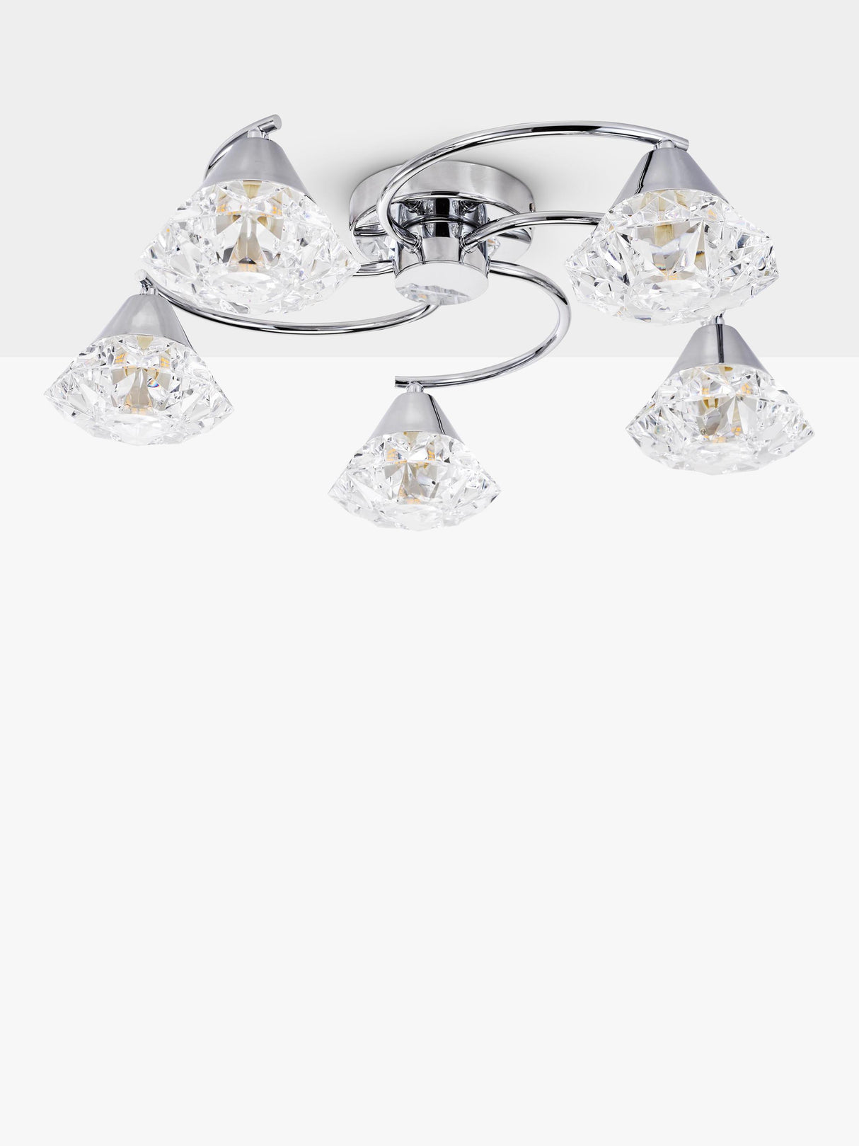 Där Dilys 5 Arm Semi Flush Non-Dimmable Ceiling Light - Polished Chrome