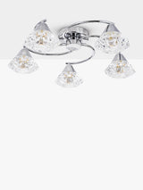 Där Dilys 5 Arm Semi Flush Non-Dimmable Ceiling Light - Polished Chrome