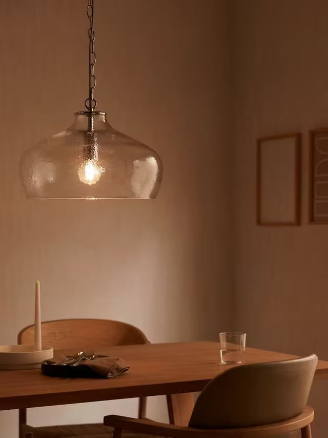 John Lewis Cartmel Textured Glass Pendant Ceiling Light Dia.41.6cm - Clear
