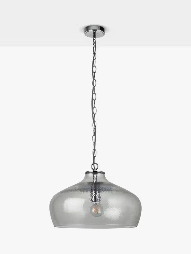 John Lewis Cartmel Textured Glass Pendant Ceiling Light Dia.41.6cm - Clear