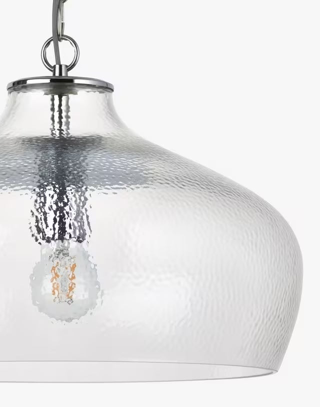 John Lewis Cartmel Textured Glass Pendant Ceiling Light Dia.41.6cm - Clear