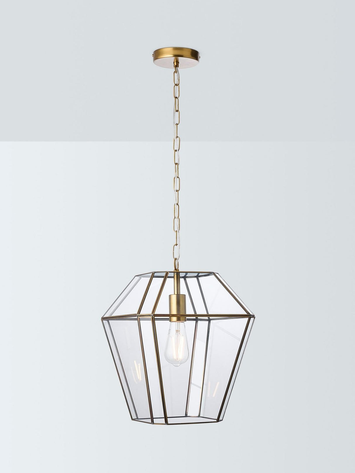 John Lewis Timeless Glass Lantern Pendant Ceiling Light - Antique Brass