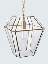 John Lewis Timeless Glass Lantern Pendant Ceiling Light - Antique Brass