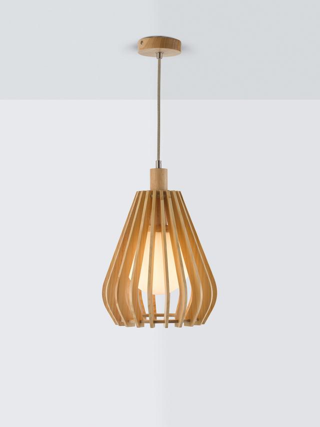 John Lewis Finn Dimmable Stained Wooden Indoor Pendant Ceiling Light Natural