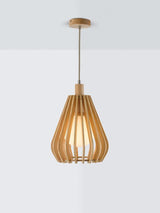 John Lewis Finn Dimmable Stained Wooden Indoor Pendant Ceiling Light Natural