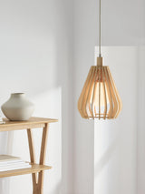 John Lewis Finn Dimmable Stained Wooden Indoor Pendant Ceiling Light Natural