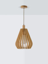 John Lewis Finn Dimmable Stained Wooden Indoor Pendant Ceiling Light Natural