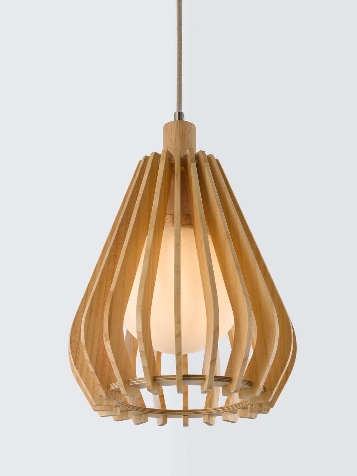 John Lewis Finn Dimmable Stained Wooden Indoor Pendant Ceiling Light Natural