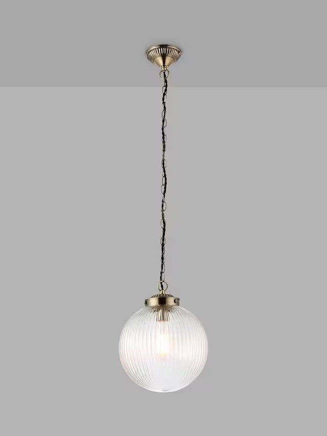 Bay Lighting Elena Ribbed Glass Dimmable Ceiling Light Clear/Metallic Brass