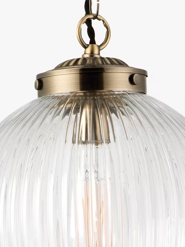 Bay Lighting Elena Ribbed Glass Dimmable Ceiling Light Clear/Metallic Brass