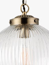 Bay Lighting Elena Ribbed Glass Dimmable Ceiling Light Clear/Metallic Brass