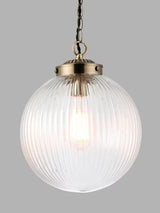 Bay Lighting Elena Ribbed Glass Dimmable Ceiling Light Clear/Metallic Brass