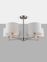 John Lewis Blakely 5-Arm Linen Shades Pendant Ceiling Light - Satin Chrome