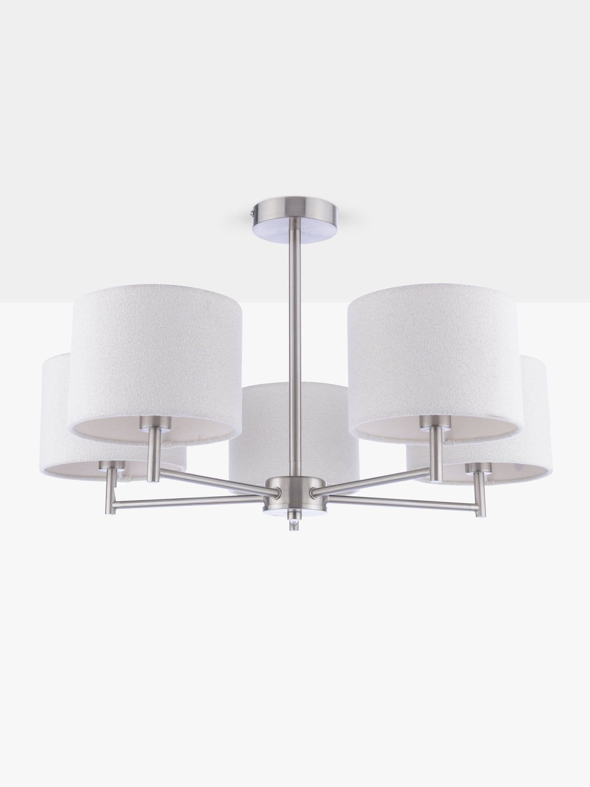 John Lewis Blakely 5-Arm Linen Shades Pendant Ceiling Light - Satin Chrome