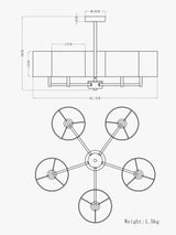 John Lewis Blakely 5-Arm Linen Shades Pendant Ceiling Light - Satin Chrome