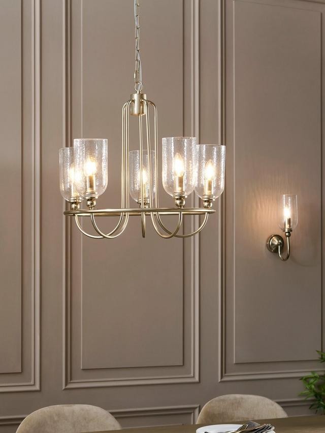 John Lewis Chalice Classic Vintage Style 5 Arm Ceiling Light - Brushed Brass