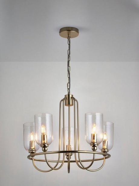 John Lewis Chalice Classic Vintage Style 5 Arm Ceiling Light - Brushed Brass