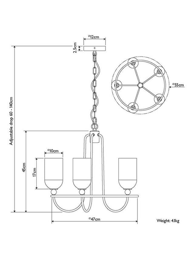 John Lewis Chalice Classic Vintage Style 5 Arm Ceiling Light - Brushed Brass