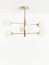 John Lewis Parity 6 Arm Brass Ceiling Light Glass Globe Shades 120W - Gold