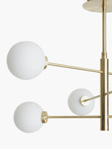 John Lewis Parity 6 Arm Brass Ceiling Light Glass Globe Shades 120W - Gold