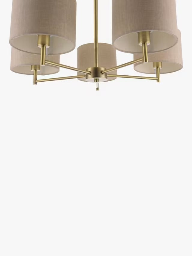 John Lewis Blakely 5 Arm Living Room Pendant Ceiling Light - Antique Brass