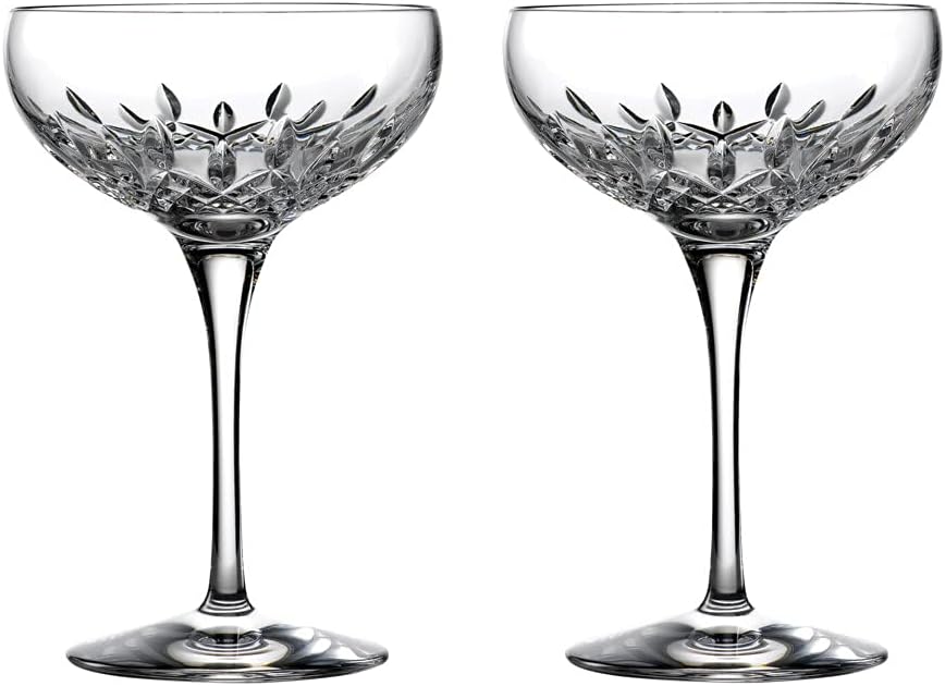 Waterford Crystal Lismore Essence Cut Glass 280ml Champagne Saucers Set of 2 - Kazoop 