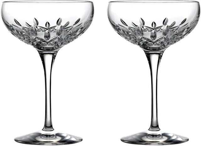 Waterford Crystal Lismore Essence Cut Glass 280ml Champagne Saucers Set of 2 - Kazoop 
