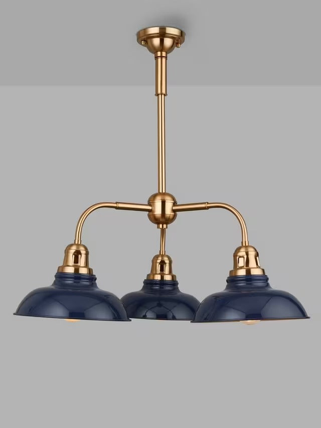 John Lewis Millhouse 3 Arm Dimmable Industrial Pendant Ceiling Light - Blue