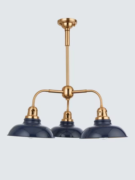 John Lewis Millhouse 3 Arm Dimmable Industrial Pendant Ceiling Light - Blue