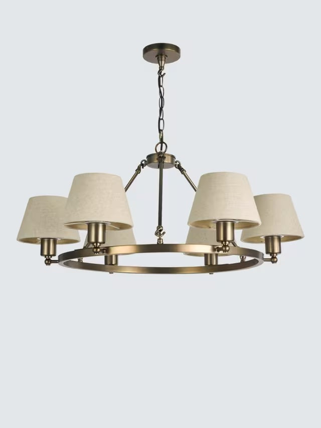 John Lewis Dimmable 6 Light Industrial Hoop Pendant Ceiling Light - Brass