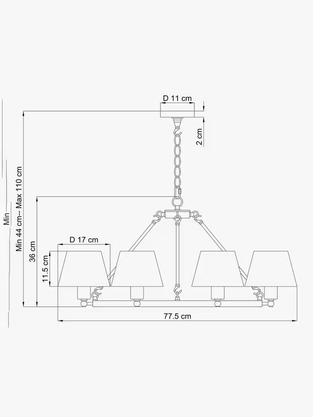 John Lewis Dimmable 6 Light Industrial Hoop Pendant Ceiling Light - Brass