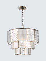 John Lewis Rhea Textured Glass Tiered Dimmable Ceiling Light - Antique Brass